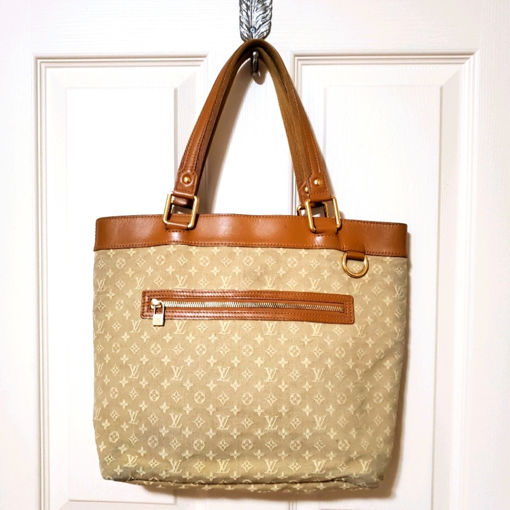 Louis vuitton mini lin lucille GM beige